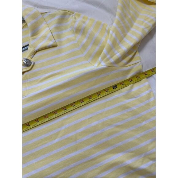 Talbots Sailor Beach Sweatshirt Top size 3x Yellow Striped Collar Button V-Neck - Picture 4 of 9
